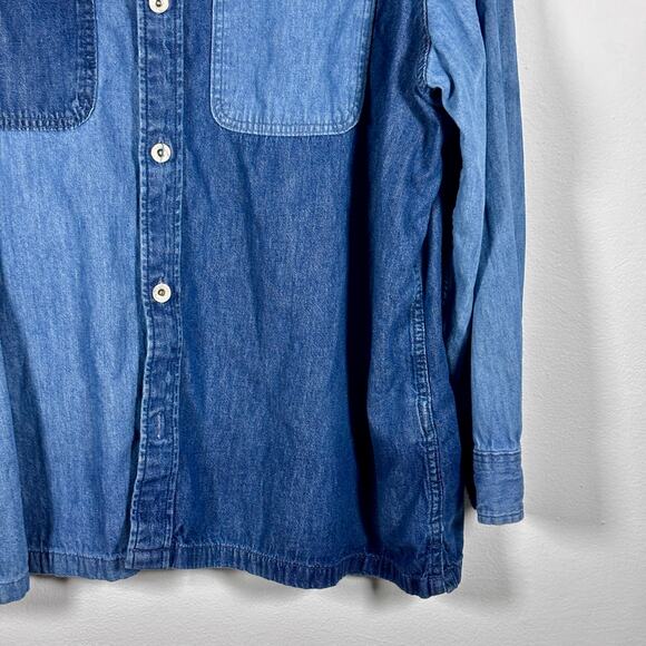 Levis Mens 2XL Denim Blue Color Block Cowboy Western Chore Work Shirt - Picture 16 of 16